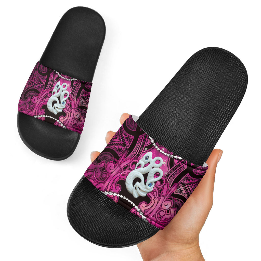 Maori Matariki Manaia Mawhero Slide Sandals Maori Kowhaiwhai Pattern Galaxy