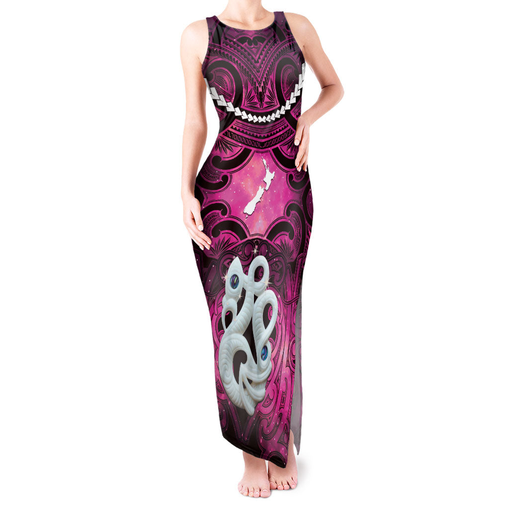 Personalised Maori Matariki Manaia Mawhero Tank Maxi Dress Maori Kowhaiwhai Pattern Galaxy