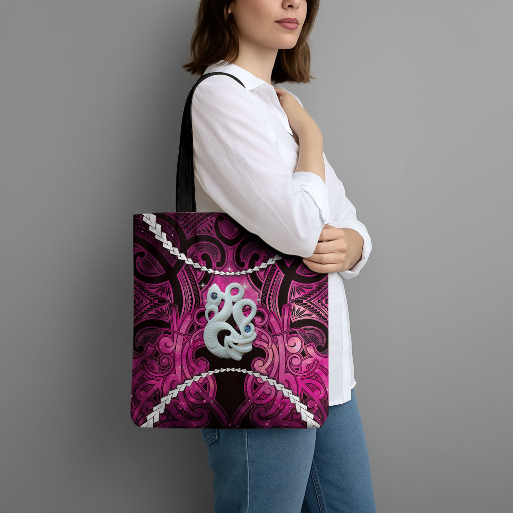 Maori Matariki Manaia Mawhero Tote Bag Maori Kowhaiwhai Pattern Galaxy