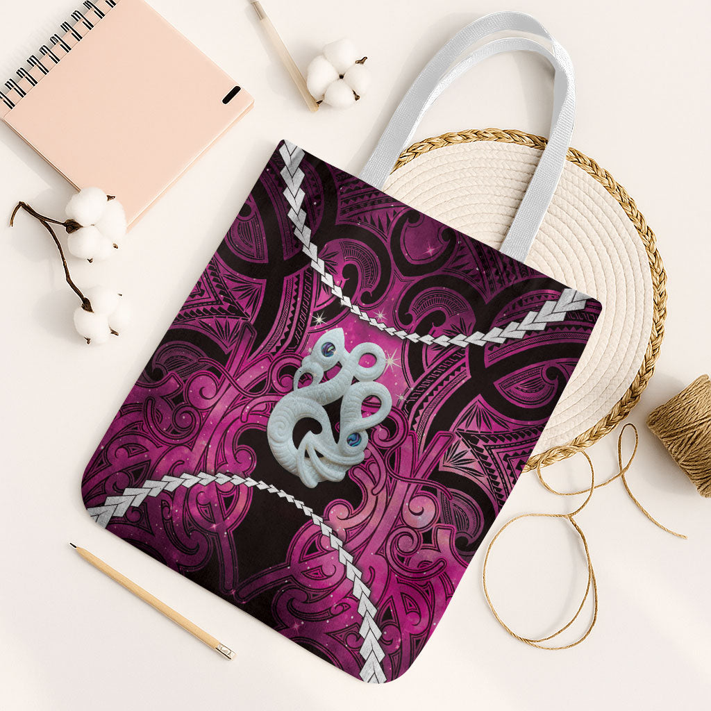 Maori Matariki Manaia Mawhero Tote Bag Maori Kowhaiwhai Pattern Galaxy