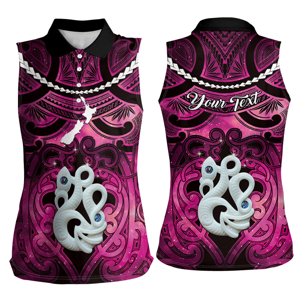 Personalised Maori Matariki Manaia Mawhero Women Sleeveless Polo Shirt Maori Kowhaiwhai Pattern Galaxy