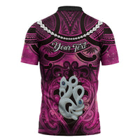 Personalised Maori Matariki Manaia Mawhero Zipper Polo Shirt Maori Kowhaiwhai Pattern Galaxy