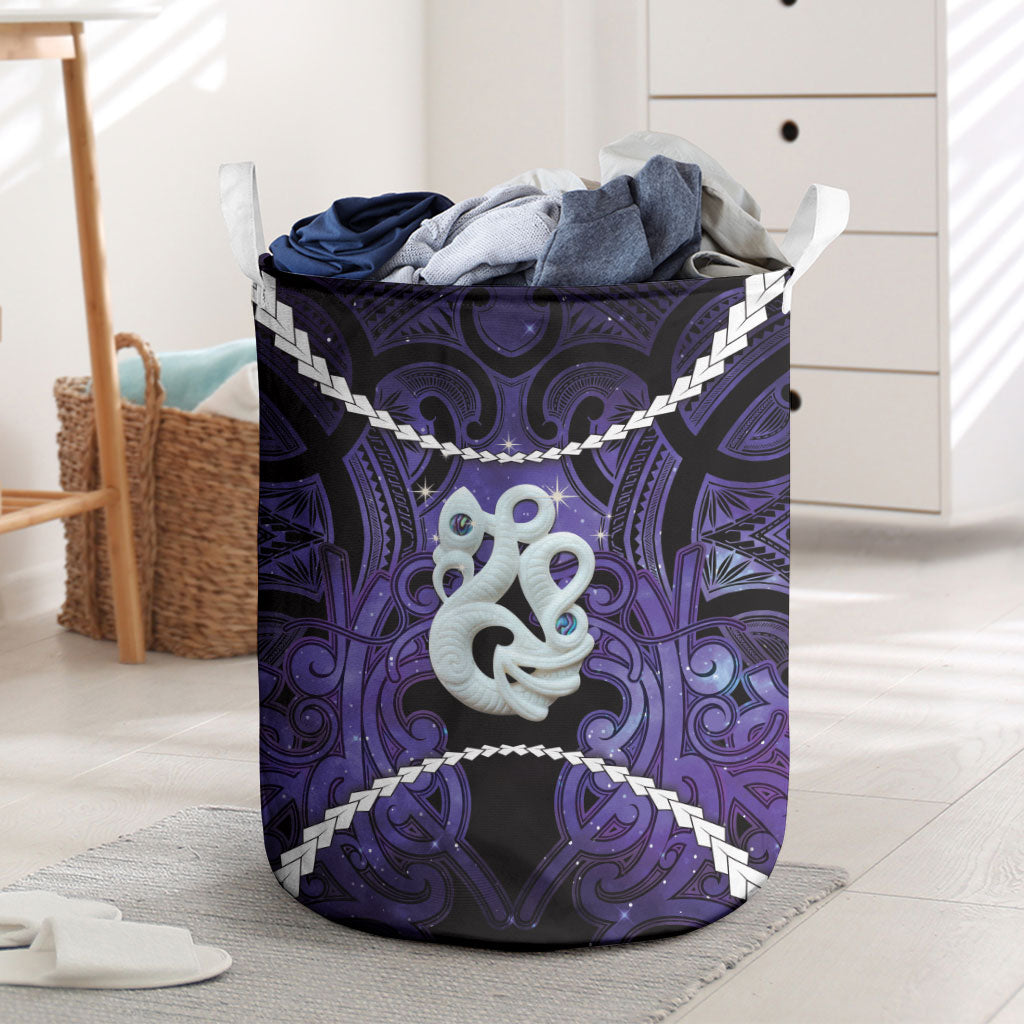 Maori Matariki Manaia Waiporoporo Laundry Basket Maori Kowhaiwhai Pattern Galaxy