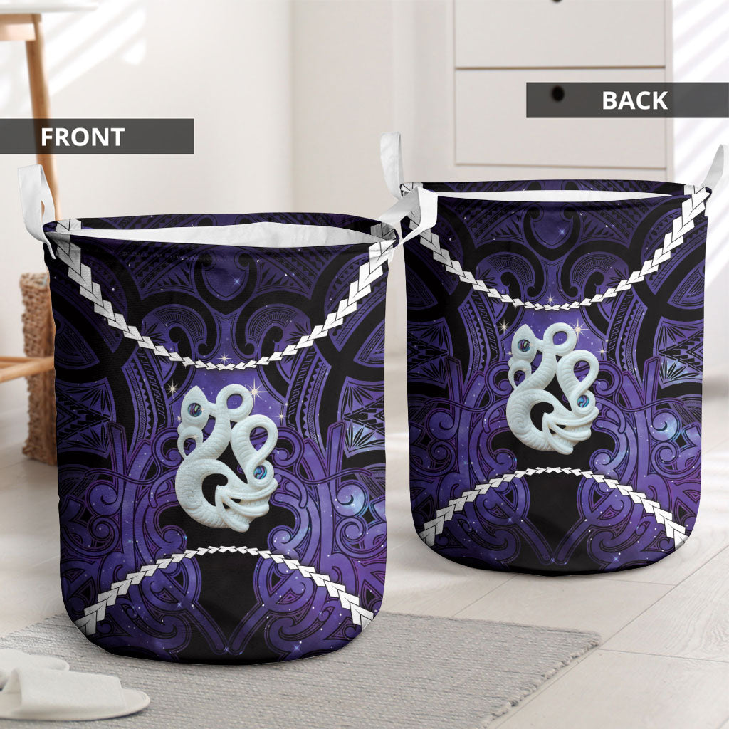 Maori Matariki Manaia Waiporoporo Laundry Basket Maori Kowhaiwhai Pattern Galaxy