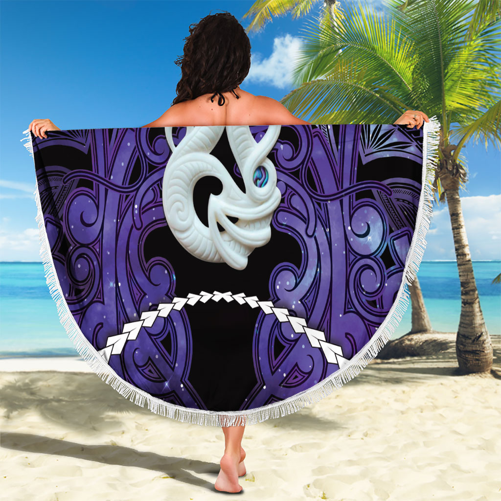 Maori Matariki Manaia Waiporoporo Beach Blanket Maori Kowhaiwhai Pattern Galaxy