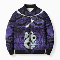 Personalised Maori Matariki Manaia Waiporoporo Bomber Puffer Jacket Maori Kowhaiwhai Pattern Galaxy