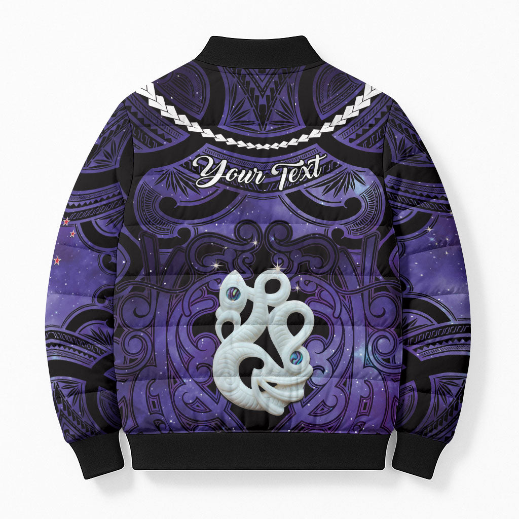 Personalised Maori Matariki Manaia Waiporoporo Bomber Puffer Jacket Maori Kowhaiwhai Pattern Galaxy