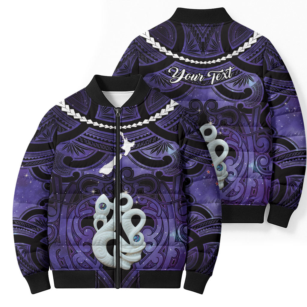 Personalised Maori Matariki Manaia Waiporoporo Bomber Puffer Jacket Maori Kowhaiwhai Pattern Galaxy