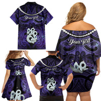 Personalised Maori Matariki Manaia Waiporoporo Family Matching Off Shoulder Short Dress and Hawaiian Shirt Maori Kowhaiwhai Pattern Galaxy LT01 - Polynesian Pride
