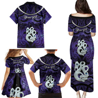 Personalised Maori Matariki Manaia Waiporoporo Family Matching Puletasi and Hawaiian Shirt Maori Kowhaiwhai Pattern Galaxy LT01 - Polynesian Pride