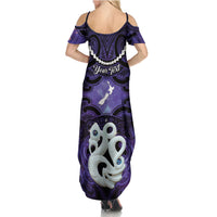 Personalised Maori Matariki Manaia Waiporoporo Family Matching Summer Maxi Dress and Hawaiian Shirt Maori Kowhaiwhai Pattern Galaxy LT01 - Polynesian Pride