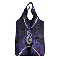 Maori Matariki Manaia Waiporoporo Grocery Bag Maori Kowhaiwhai Pattern Galaxy