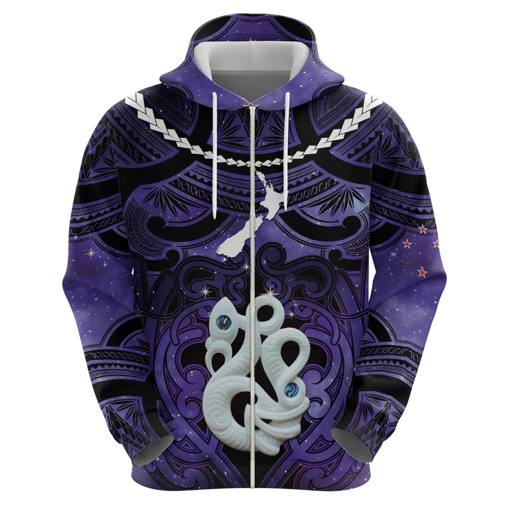 Personalised Maori Matariki Manaia Waiporoporo Hoodie Maori Kowhaiwhai Pattern Galaxy