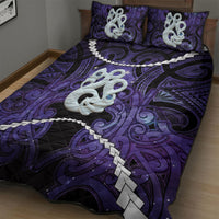 Maori Matariki Manaia Waiporoporo Quilt Bed Set Maori Kowhaiwhai Pattern Galaxy
