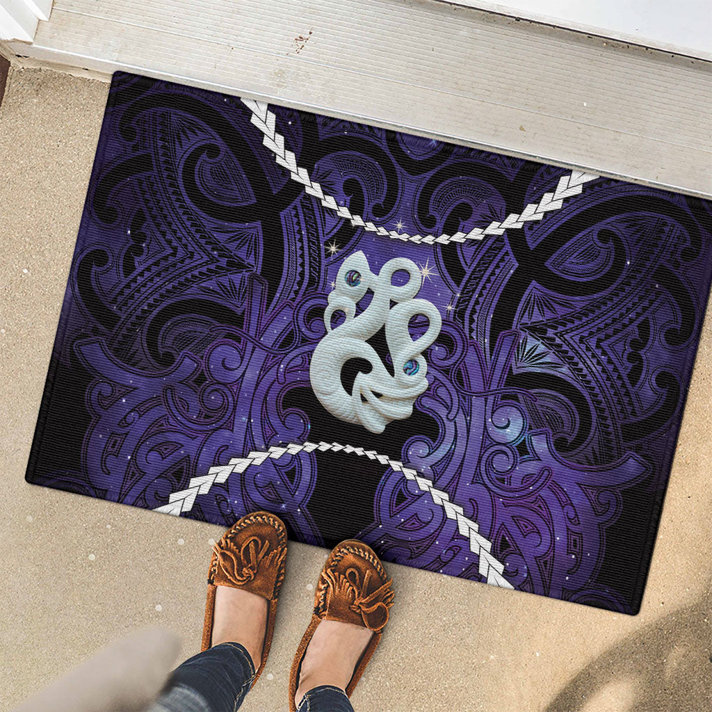 Maori Matariki Manaia Waiporoporo Rubber Doormat Maori Kowhaiwhai Pattern Galaxy