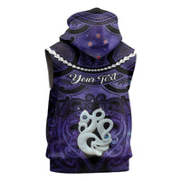 Personalised Maori Matariki Manaia Waiporoporo Sleeveless Zip Hoodie Maori Kowhaiwhai Pattern Galaxy