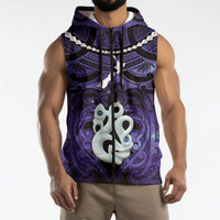 Personalised Maori Matariki Manaia Waiporoporo Sleeveless Zip Hoodie Maori Kowhaiwhai Pattern Galaxy