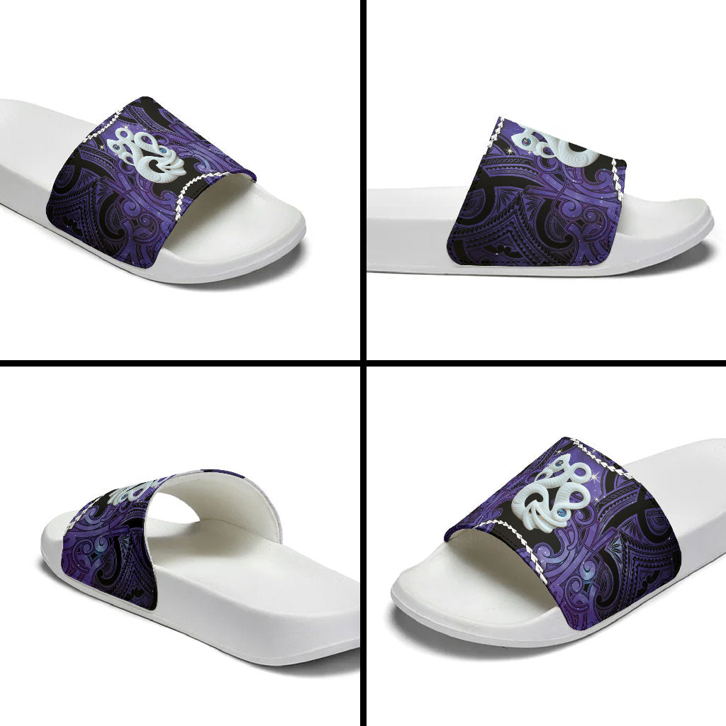 Maori Matariki Manaia Waiporoporo Slide Sandals Maori Kowhaiwhai Pattern Galaxy