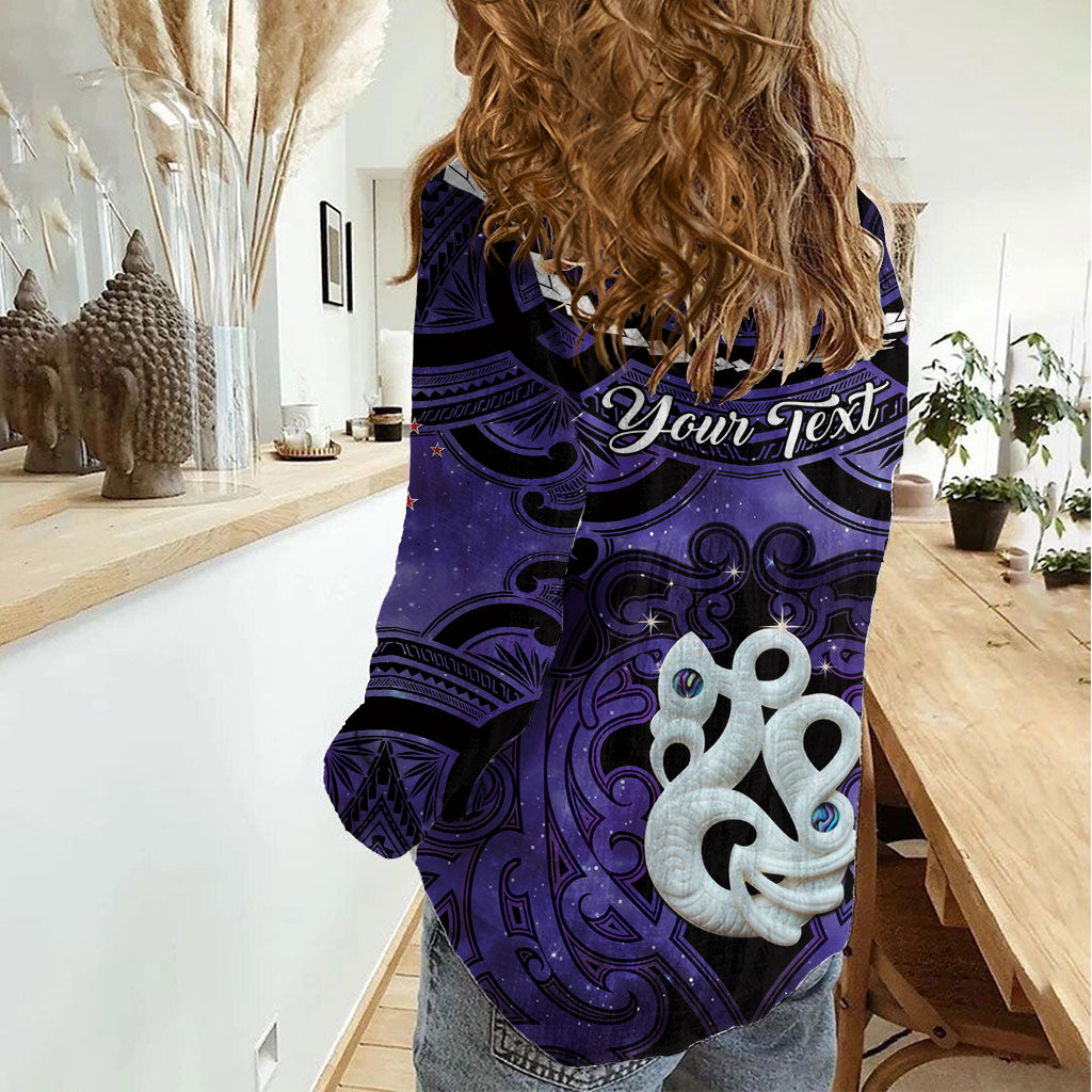 Personalised Maori Matariki Manaia Waiporoporo Women Casual Shirt Maori Kowhaiwhai Pattern Galaxy