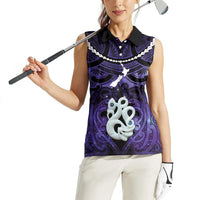Personalised Maori Matariki Manaia Waiporoporo Women Sleeveless Polo Shirt Maori Kowhaiwhai Pattern Galaxy
