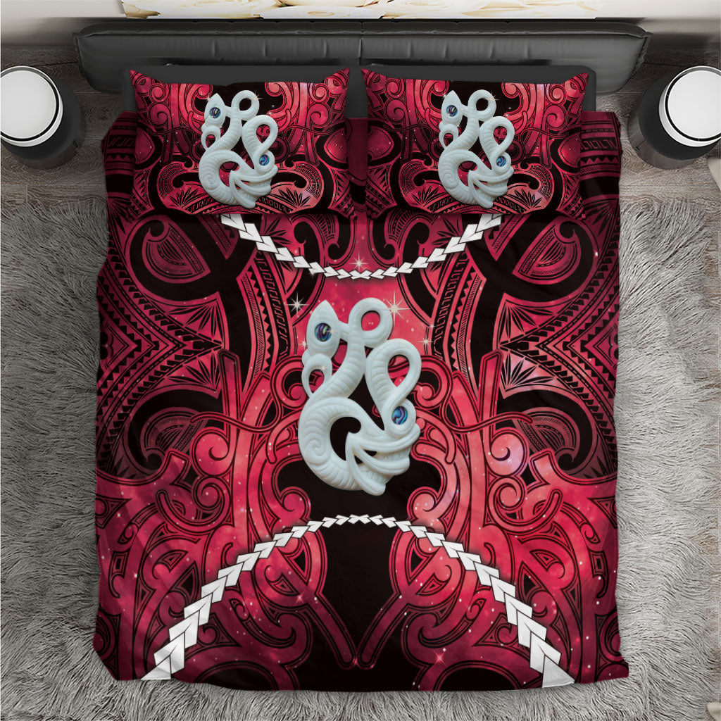 Maori Matariki Manaia Whero Bedding Set Maori Kowhaiwhai Pattern Galaxy