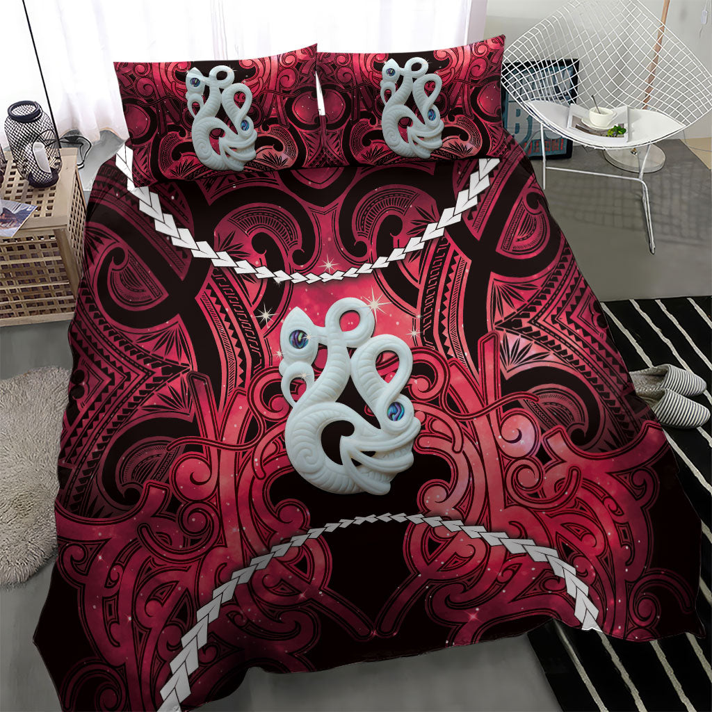 Maori Matariki Manaia Whero Bedding Set Maori Kowhaiwhai Pattern Galaxy