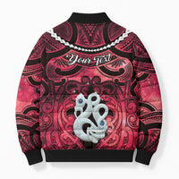 Personalised Maori Matariki Manaia Whero Bomber Puffer Jacket Maori Kowhaiwhai Pattern Galaxy