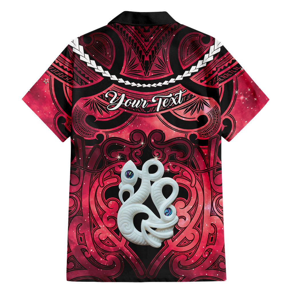 Personalised Maori Matariki Manaia Whero Family Matching Off Shoulder Short Dress and Hawaiian Shirt Maori Kowhaiwhai Pattern Galaxy LT01 - Polynesian Pride