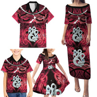Personalised Maori Matariki Manaia Whero Family Matching Puletasi and Hawaiian Shirt Maori Kowhaiwhai Pattern Galaxy LT01 - Polynesian Pride
