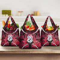Maori Matariki Manaia Whero Grocery Bag Maori Kowhaiwhai Pattern Galaxy