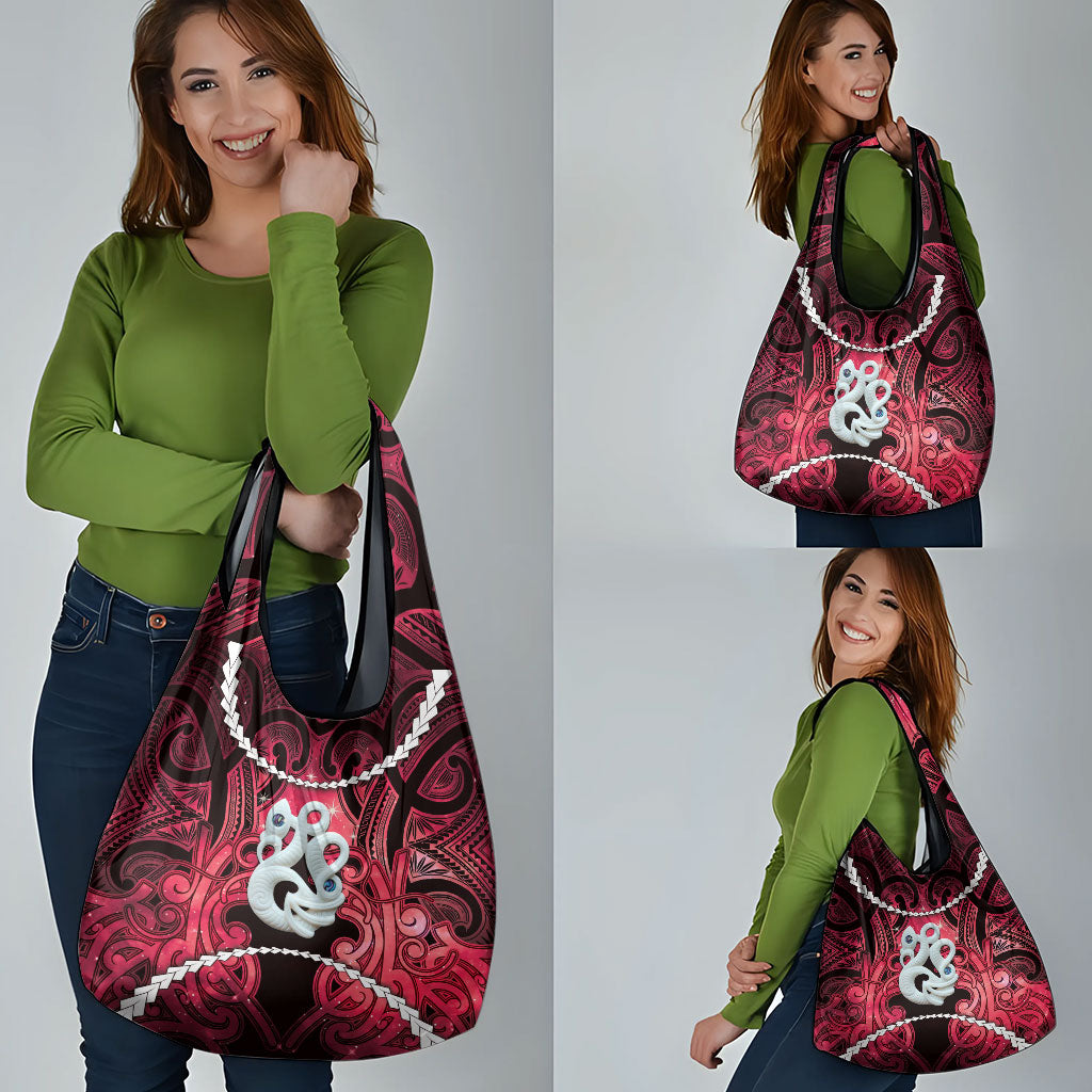 Maori Matariki Manaia Whero Grocery Bag Maori Kowhaiwhai Pattern Galaxy