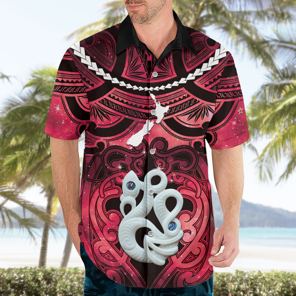 Personalised Maori Matariki Manaia Whero Hawaiian Shirt Maori Kowhaiwhai Pattern Galaxy