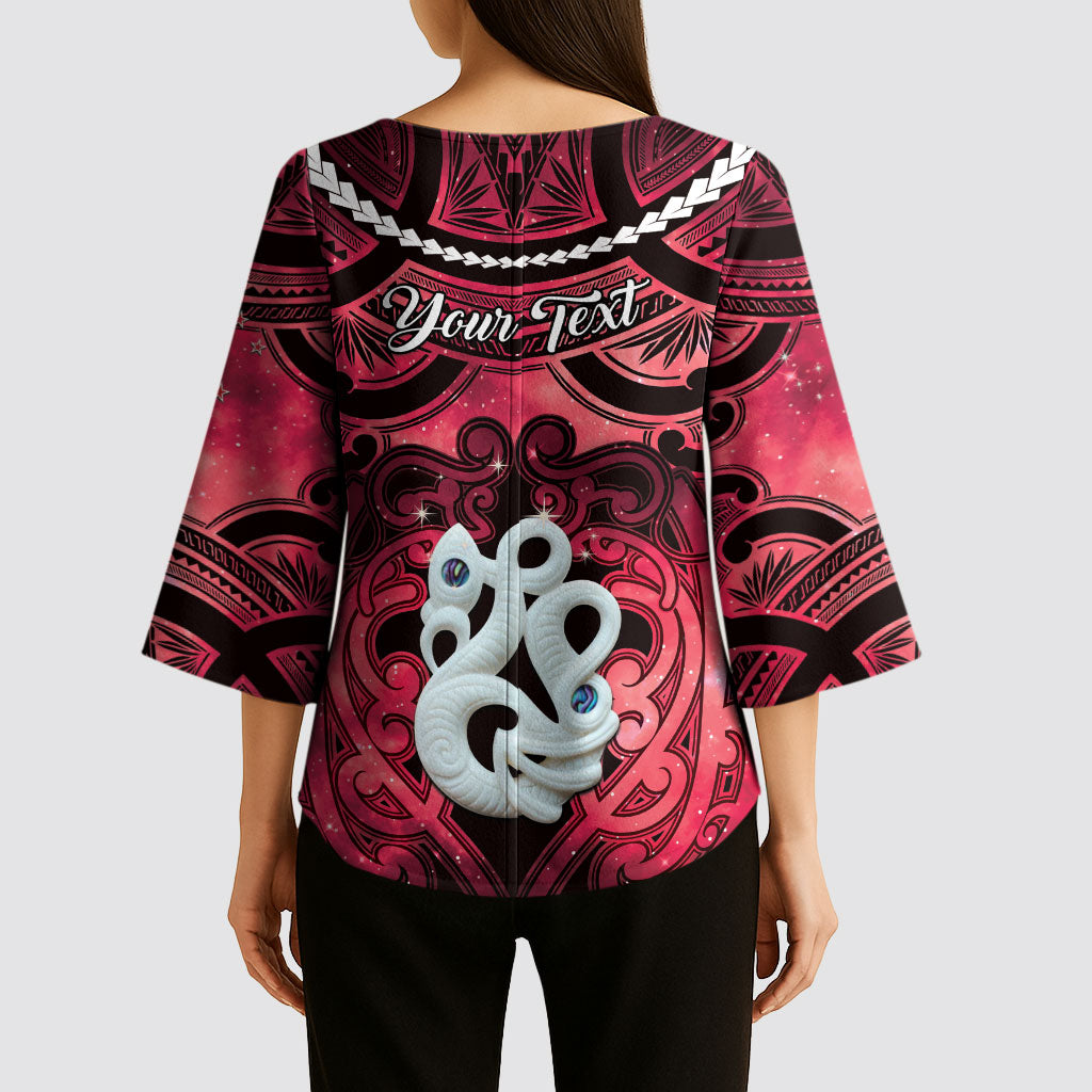 Personalised Maori Matariki Manaia Whero Kimono Sleeve Blouse Maori Kowhaiwhai Pattern Galaxy