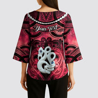 Personalised Maori Matariki Manaia Whero Kimono Sleeve Blouse Maori Kowhaiwhai Pattern Galaxy