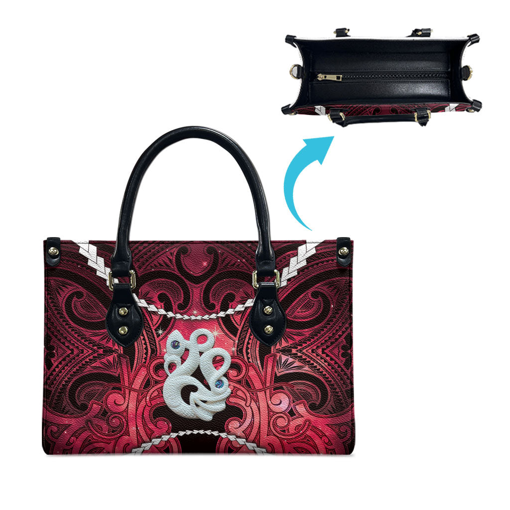 Maori Matariki Manaia Whero Leather Bag Maori Kowhaiwhai Pattern Galaxy