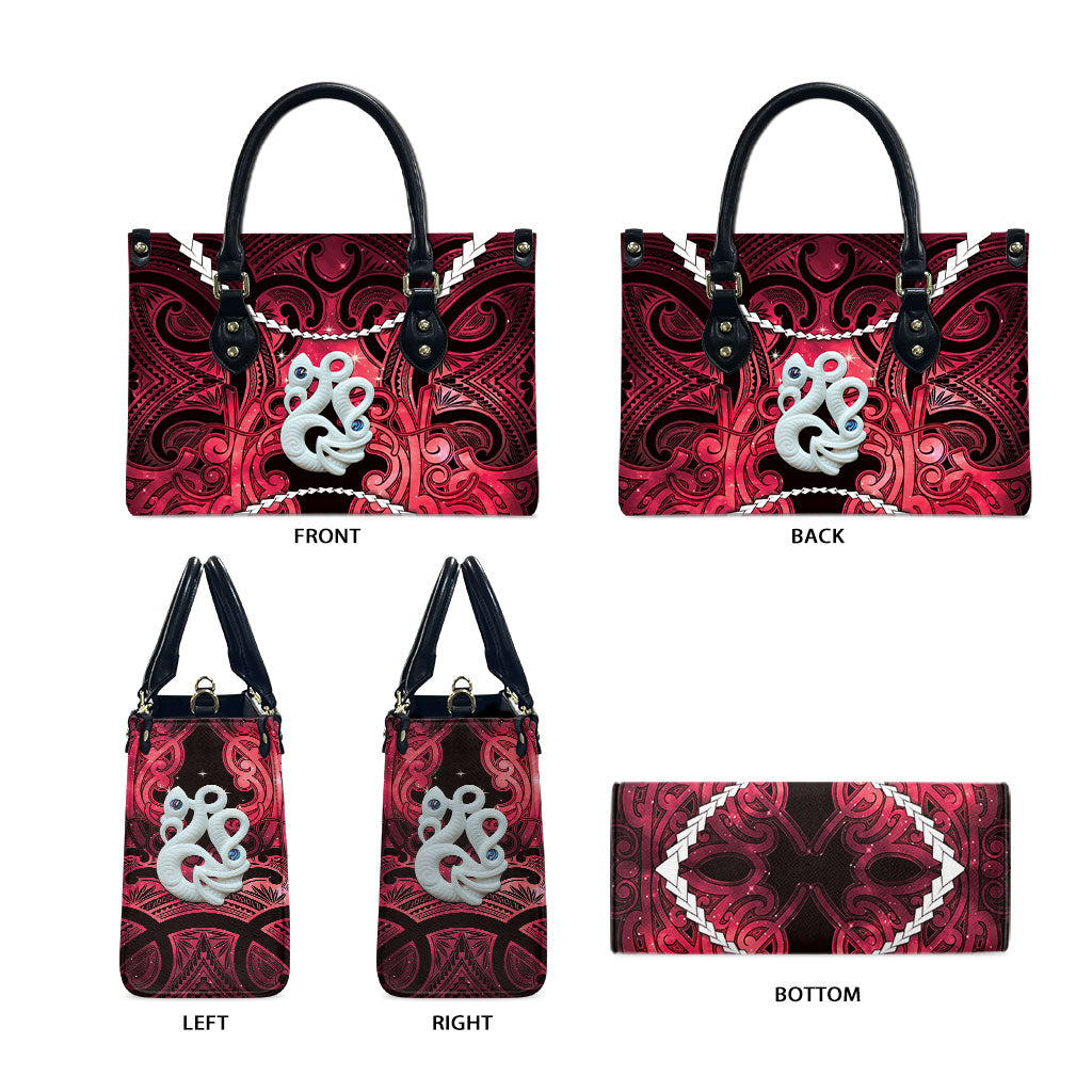 Maori Matariki Manaia Whero Leather Bag Maori Kowhaiwhai Pattern Galaxy