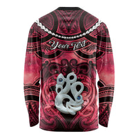 Personalised Maori Matariki Manaia Whero Long Sleeve Shirt Maori Kowhaiwhai Pattern Galaxy