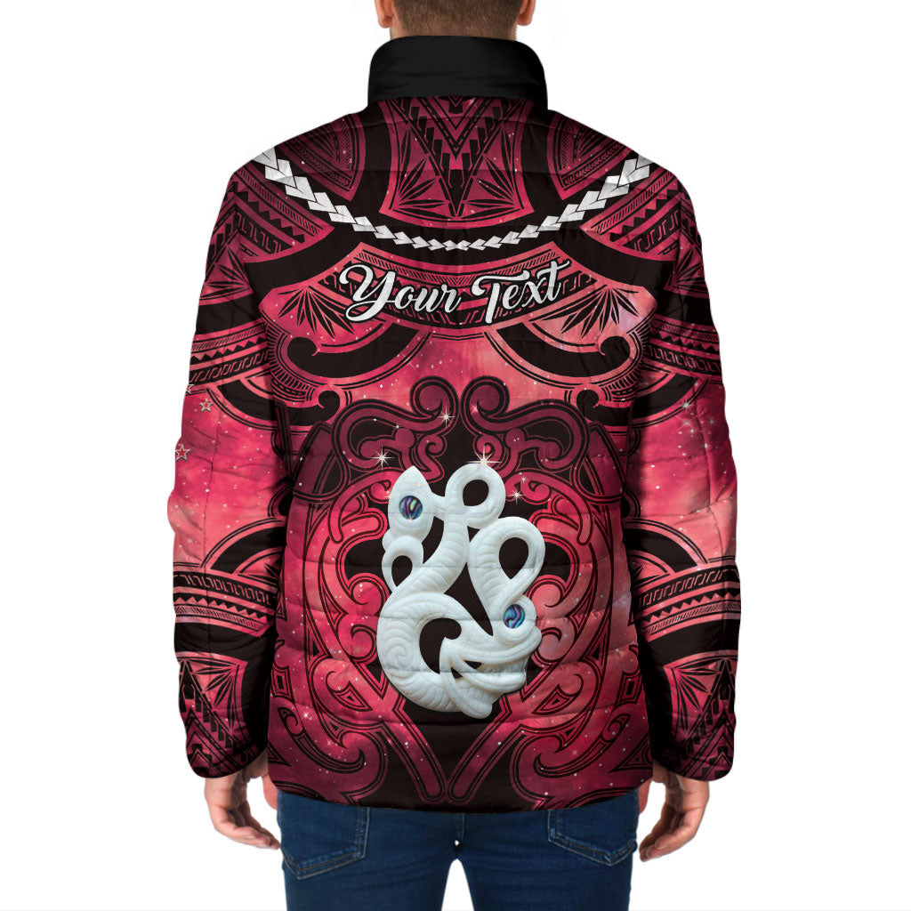Personalised Maori Matariki Manaia Whero Padded Jacket Maori Kowhaiwhai Pattern Galaxy