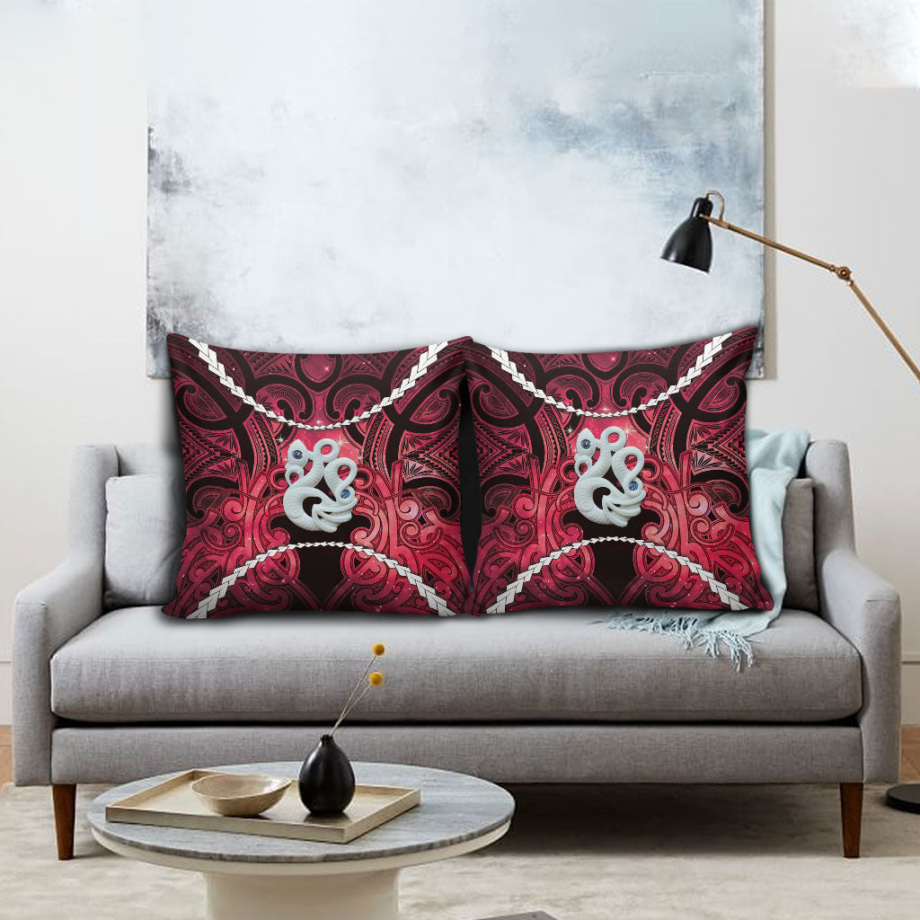 Maori Matariki Manaia Whero Pillow Cover Maori Kowhaiwhai Pattern Galaxy