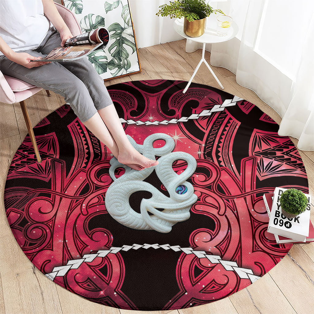 Maori Matariki Manaia Whero Round Carpet Maori Kowhaiwhai Pattern Galaxy
