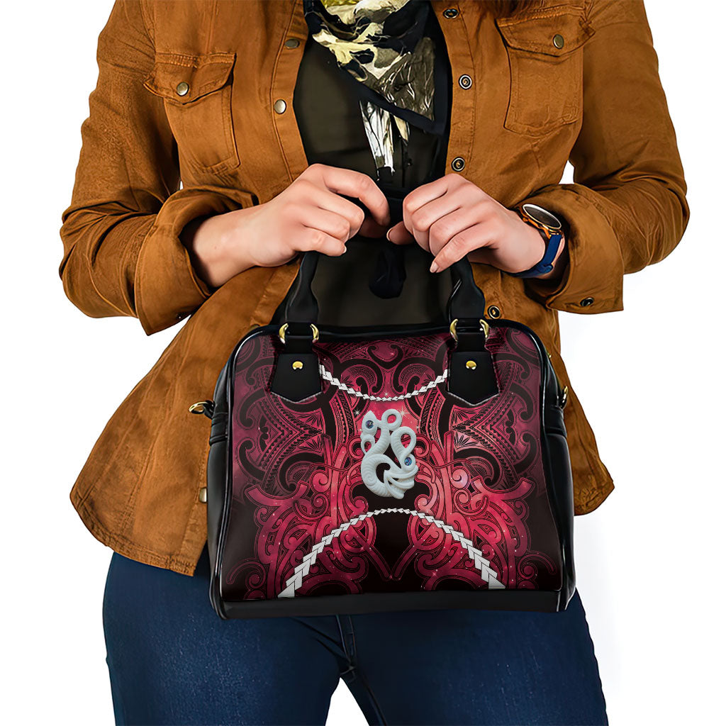Maori Matariki Manaia Whero Shoulder Handbag Maori Kowhaiwhai Pattern Galaxy