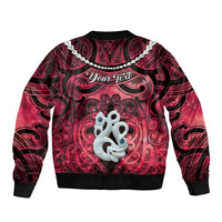 Personalised Maori Matariki Manaia Whero Sleeve Zip Bomber Jacket Maori Kowhaiwhai Pattern Galaxy
