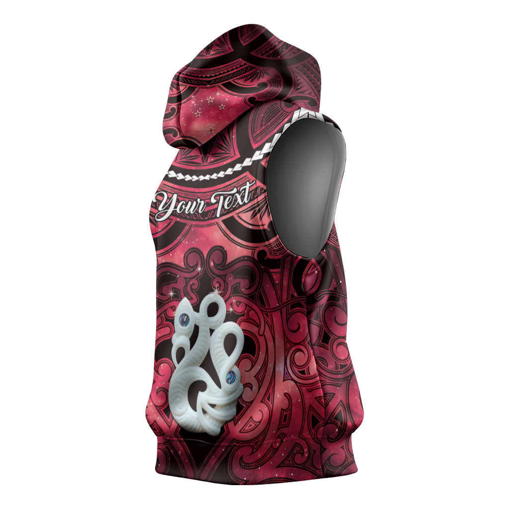 Personalised Maori Matariki Manaia Whero Sleeveless Hoodie Maori Kowhaiwhai Pattern Galaxy