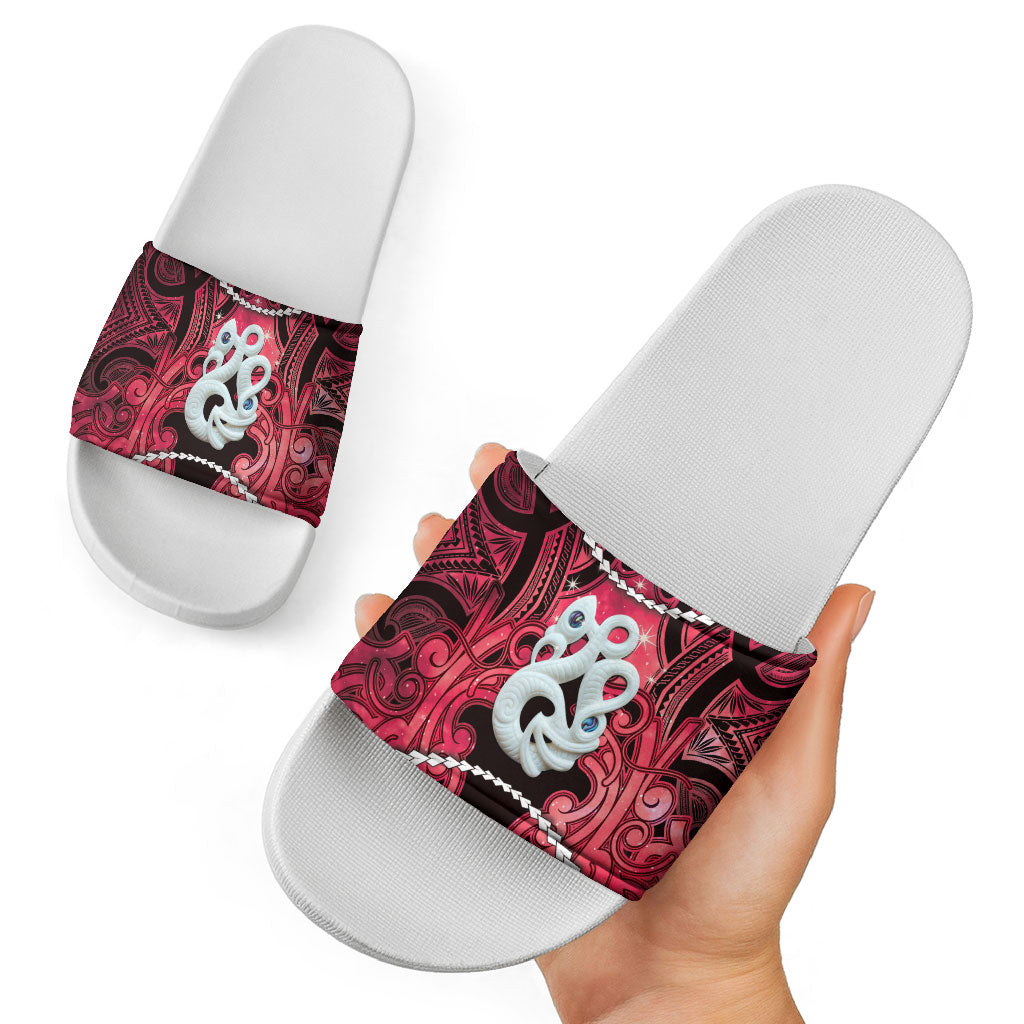 Maori Matariki Manaia Whero Slide Sandals Maori Kowhaiwhai Pattern Galaxy