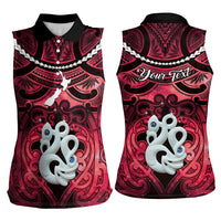 Personalised Maori Matariki Manaia Whero Women Sleeveless Polo Shirt Maori Kowhaiwhai Pattern Galaxy