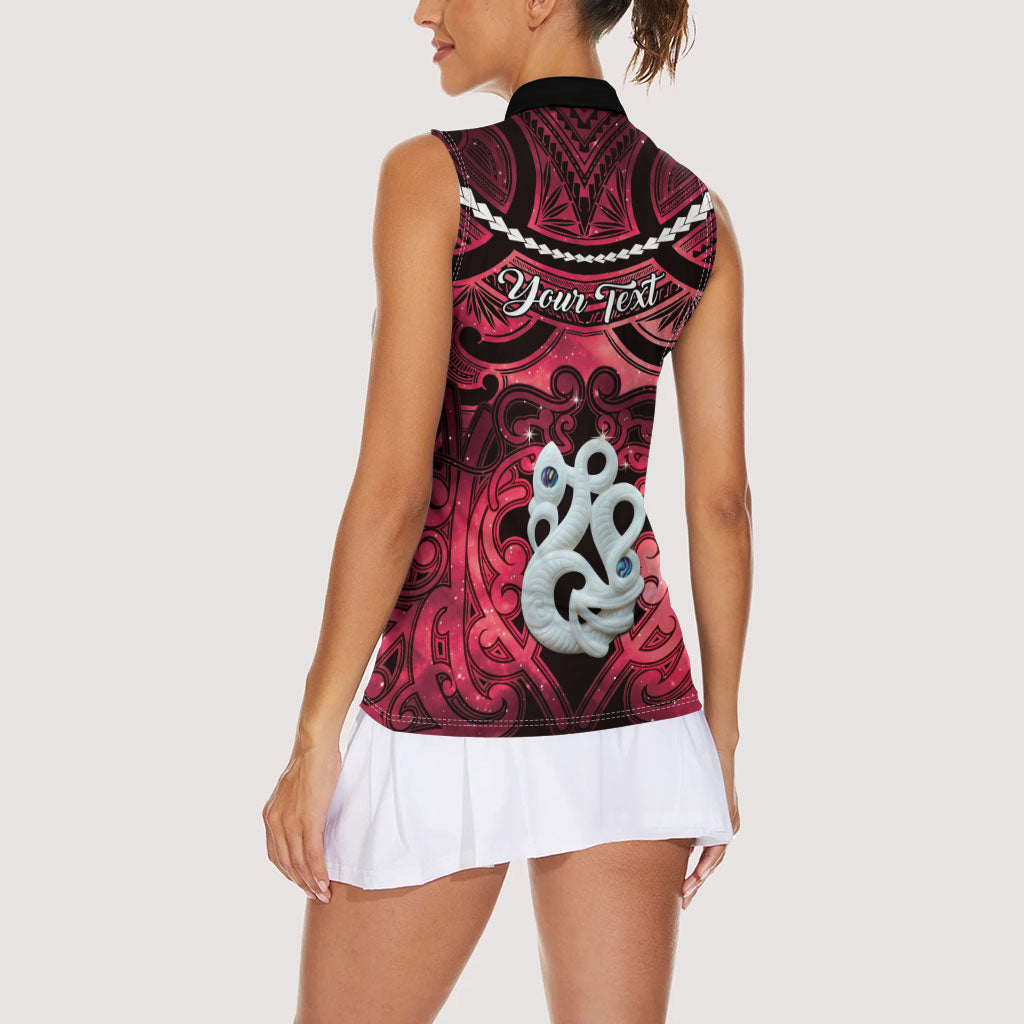 Personalised Maori Matariki Manaia Whero Women Sleeveless Polo Shirt Maori Kowhaiwhai Pattern Galaxy