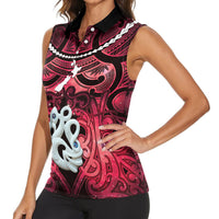 Personalised Maori Matariki Manaia Whero Women Sleeveless Polo Shirt Maori Kowhaiwhai Pattern Galaxy