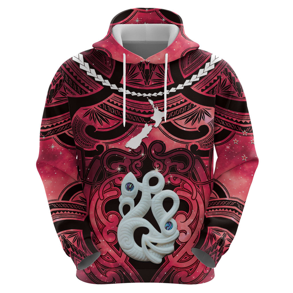 Personalised Maori Matariki Manaia Whero Zip Hoodie Maori Kowhaiwhai Pattern Galaxy