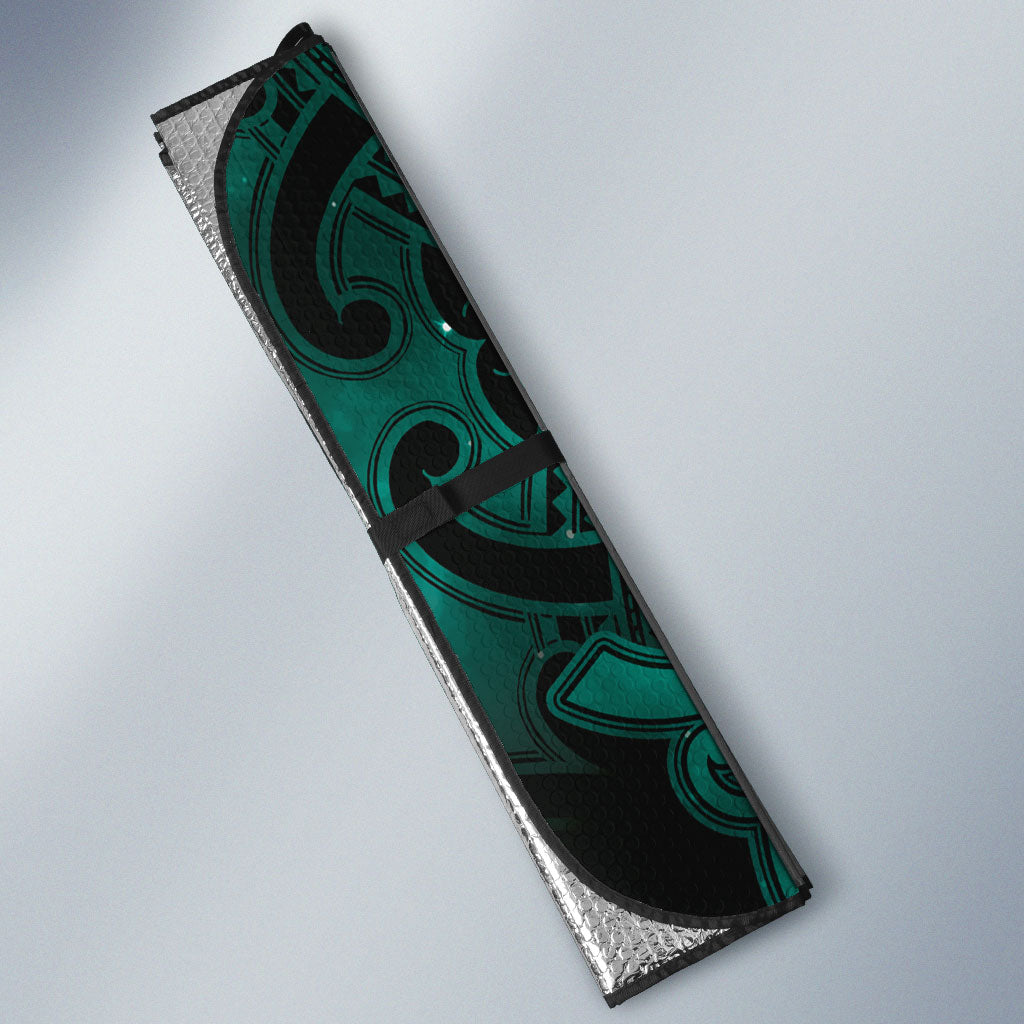 Maori Matariki Manaia Turquoise Auto Sun Shade Maori Kowhaiwhai Pattern Galaxy