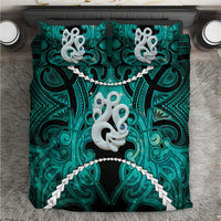 Maori Matariki Manaia Turquoise Bedding Set Maori Kowhaiwhai Pattern Galaxy